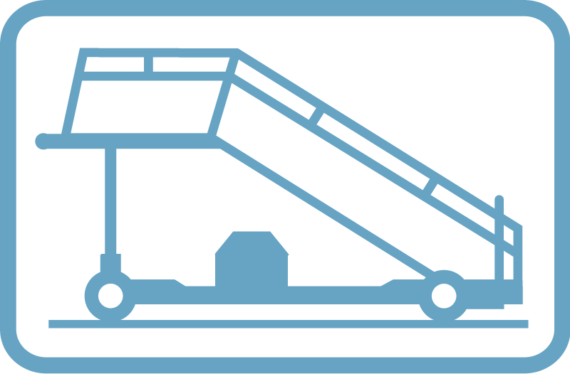 Pictogram for passenger stairs, passenger boarding bridges, Gangways und Ambulance-Lifts