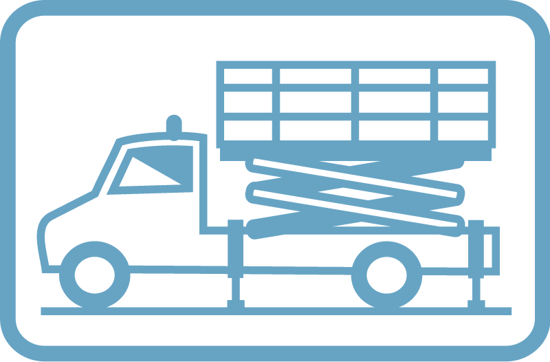 Pictogram for scissor lifts and hoisting platforms